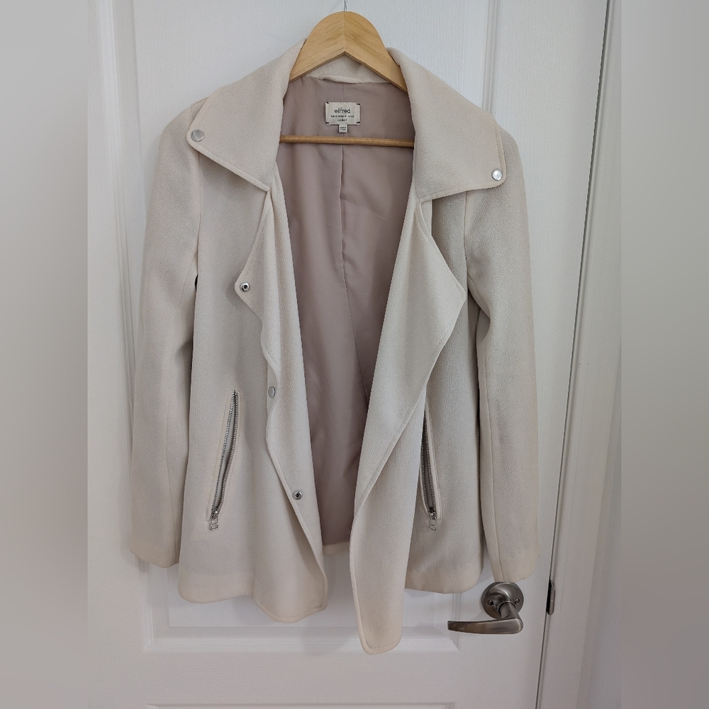 Aritzia Wilfred Cream Mayet Flowy Moto Jacket -XXSmall